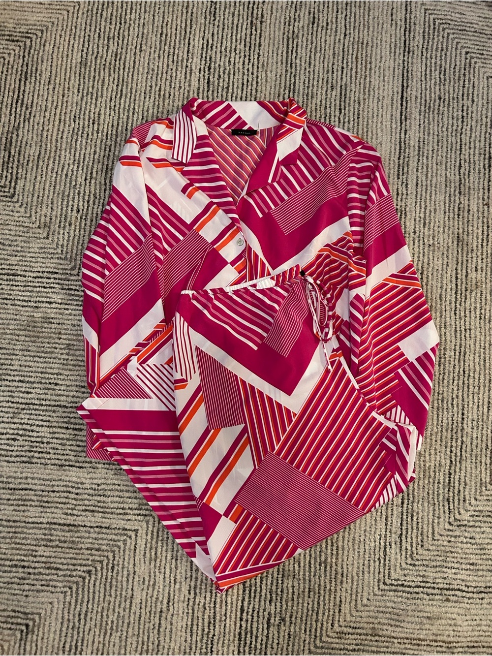 Natori Pajama Set Size 1X Geometric Stripe print